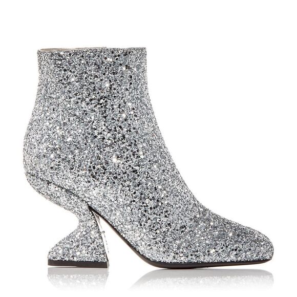 Salvatore Ferragamo Glitter Sculptural-Heel Zip Booties, New, Size 10 - Picture 4 of 16